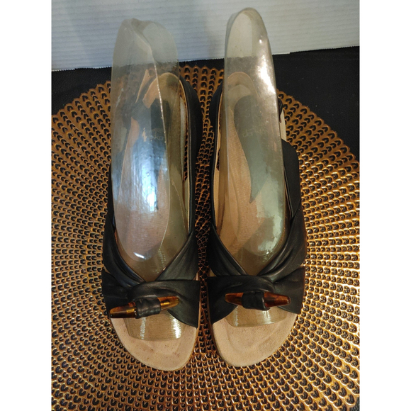 Dansko Leather Peep Toe Wedge Heels Size 37 - Picture 4 of 7